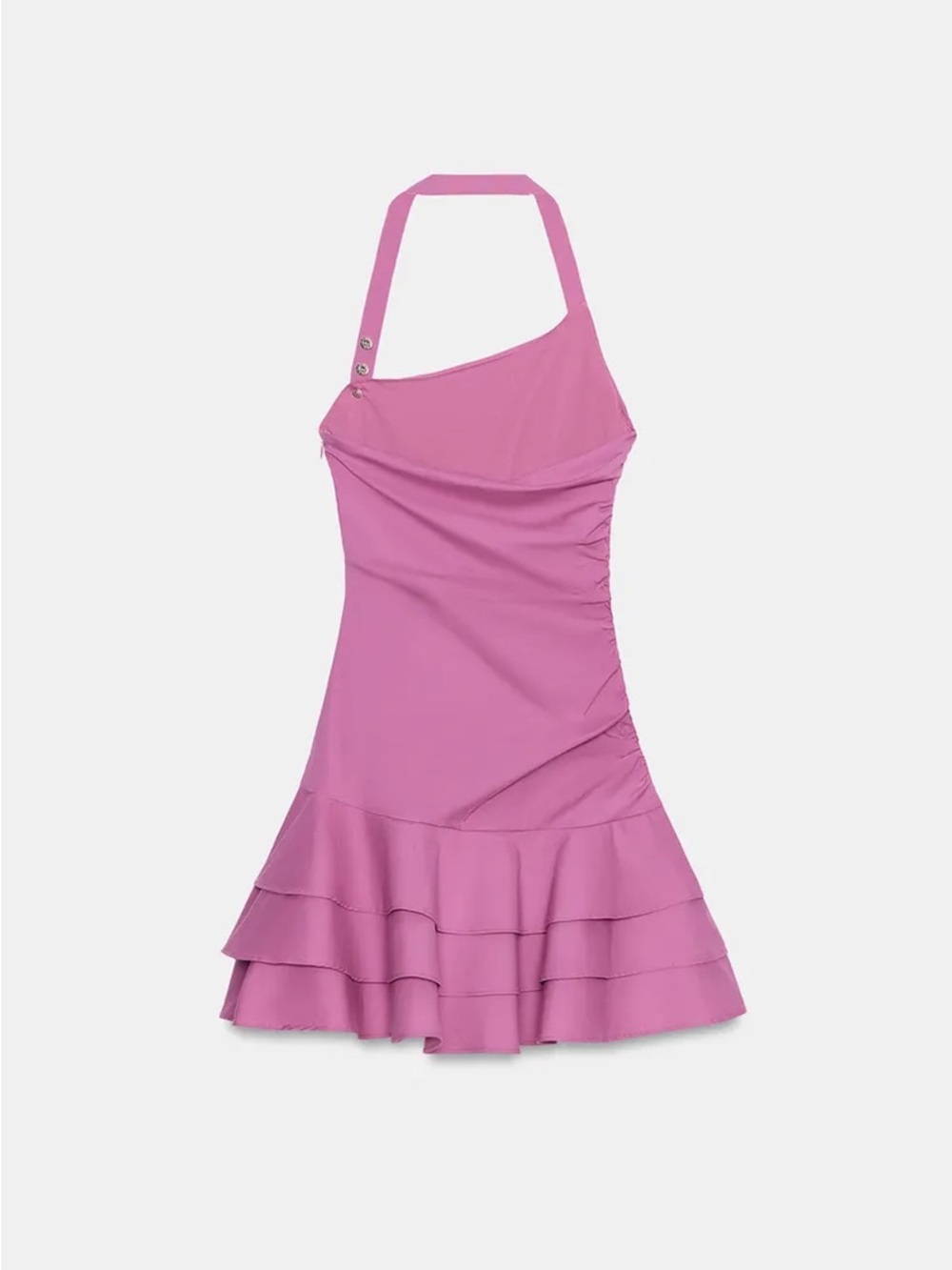 Zara One-Shoulder Pink Ruffle Dress - Picture 4 of 6